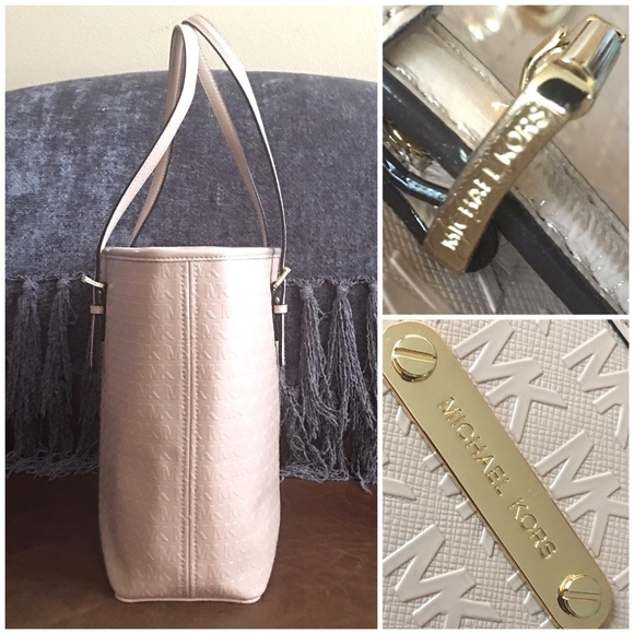 MICHAEL KORS Jet Set Carryall Oyster MK Logo Tote - Picture 3 of 5